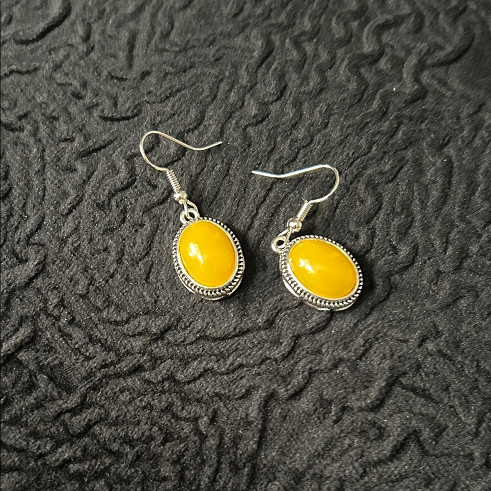 Elegant Yellow Oval Earrings